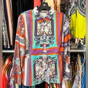 Vintage Etro Flutter Sleeve Button Down Shirt